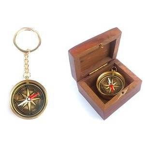 Regalo Corporativo Llavero brujula bronce