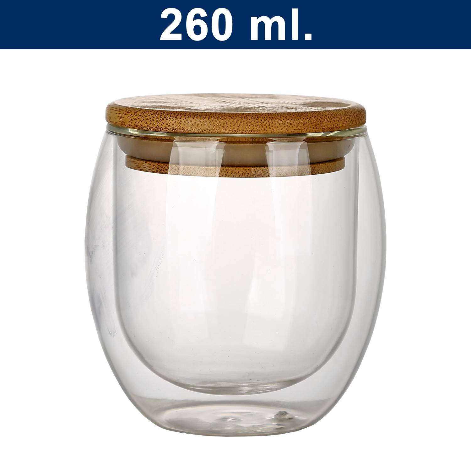 Regalo corporativo Vaso de vidrio doble pared con tapa de bamboo