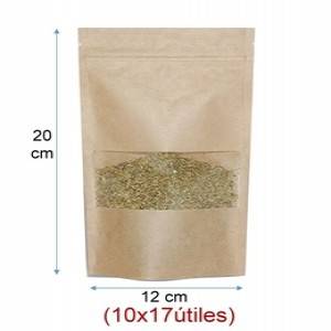 Regalo corporativo Doypack Kraft con ventana 12x20