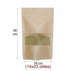 Regalo corporativo Doypack Kraft con ventana 16x26
