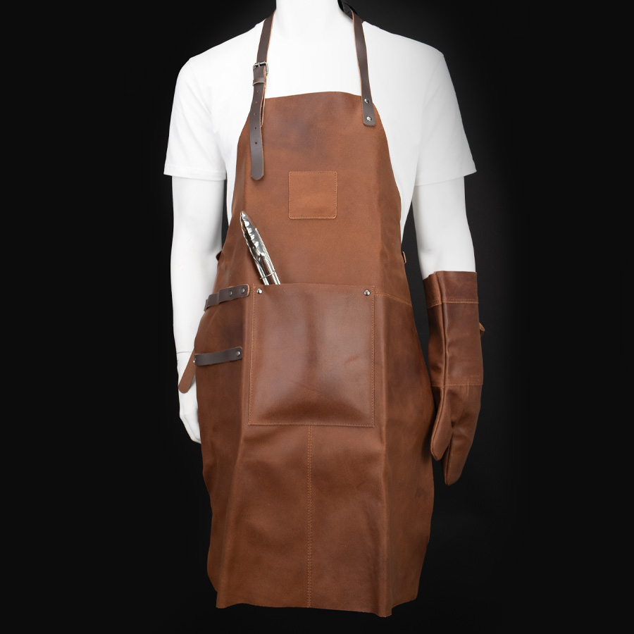 Regalo Corporativo Set Pechera de cuero para asado