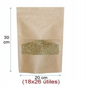 Regalo corporativo Doypack Kraft con ventana 20x30