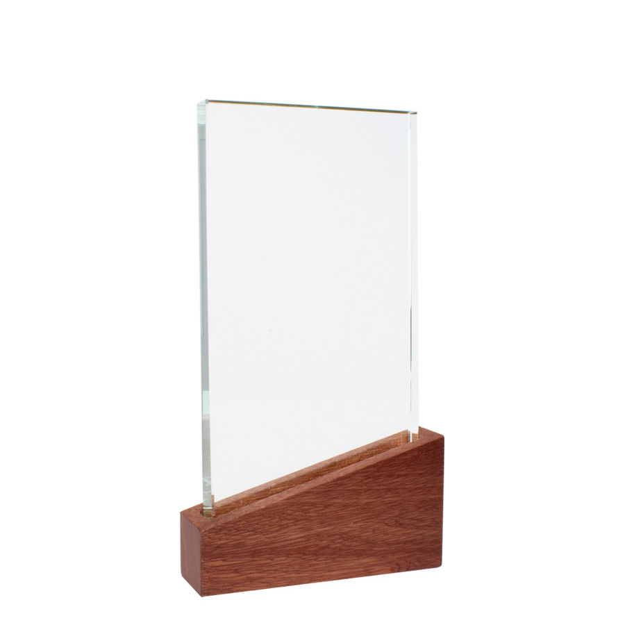 Regalo Corporativo Trofeo Galvano de Madera y Cristal "Lido"