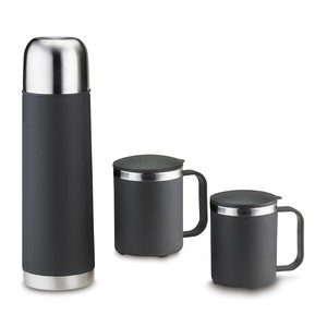Regalo Corporativo Set de termo + 2 mugs de cuerpo negro