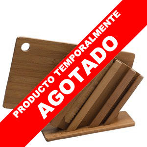 Regalo corporativo Set de 3 cuchillos mas 1 afilador y Tabla de Bambo