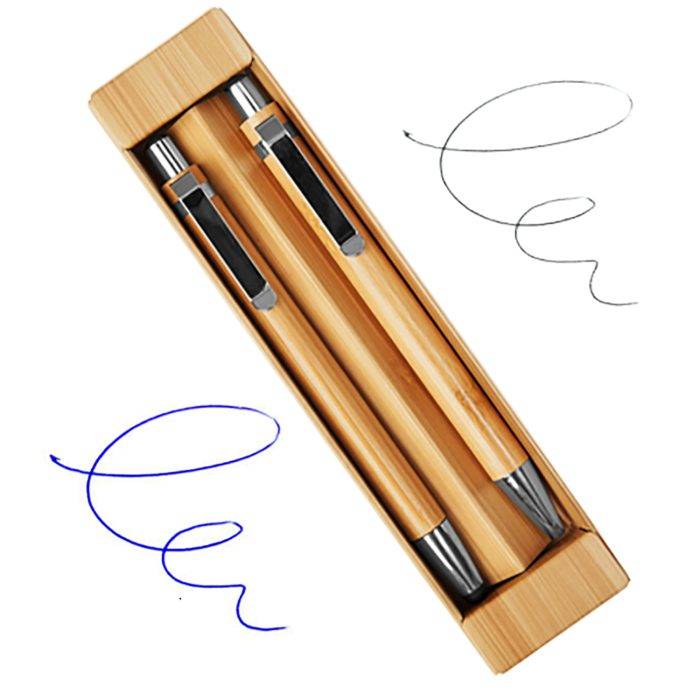 Regalo corporativo Set portamina y boligrafo bamboo